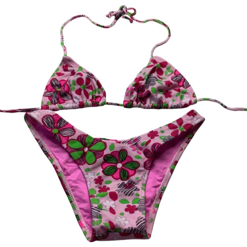 Recco Size Medium Brazilian Pink Floral Bikini Set. New With Tags.